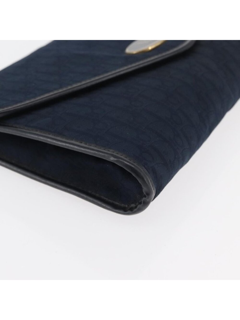 Authentic Christian Dior Trotter Canvas Chain Shoulder Bag Navy Gold - Picture 15 of 16
